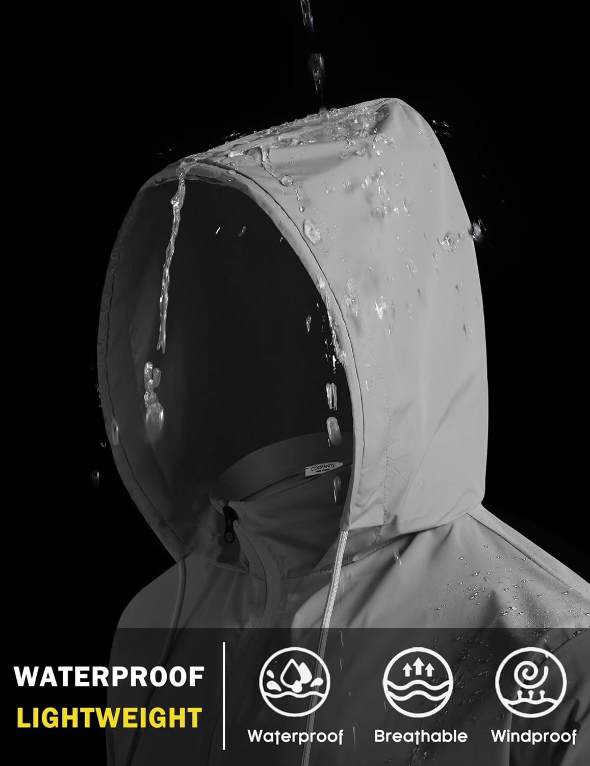 Men's Rain Jacket with Hood Packable Waterproof Raincoat Golf Rain Gear Travel