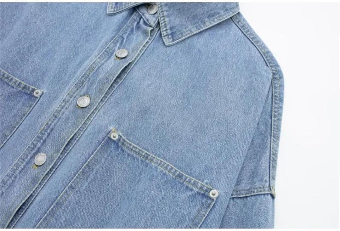 Women's Lapel Jacket Pocket Loose Fit Spring Casual Outerwear