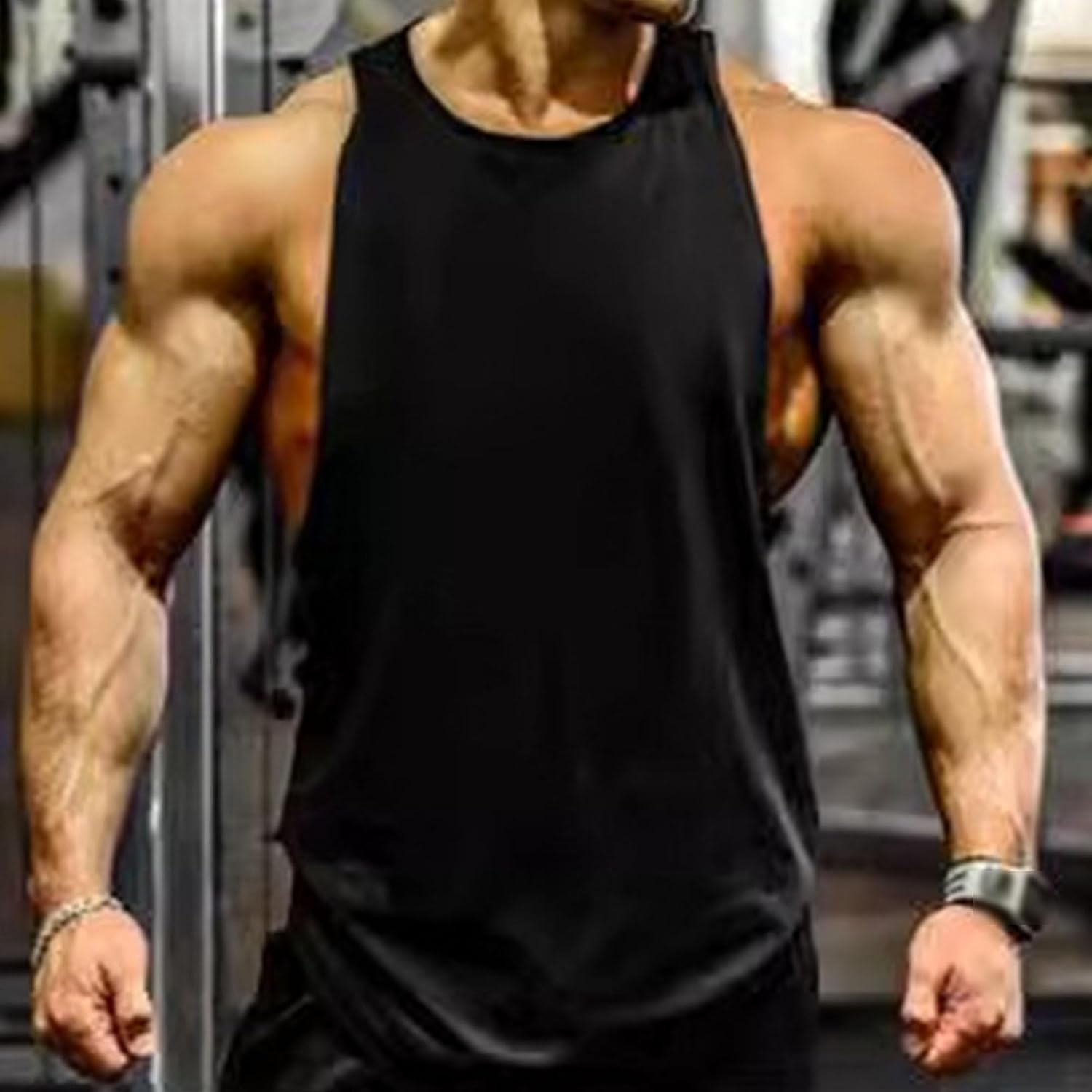 Men's Sleeveless Muscle Tank Tops Cut Off Slim Fit Shirts Workout Bodybuilding Athletic Vest for