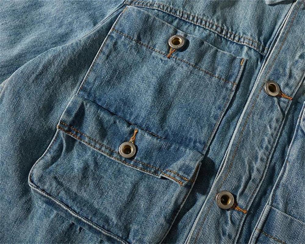 Jacket Vintage Cotton Lapel Casual Loose Fit Utility Fall Jacket
