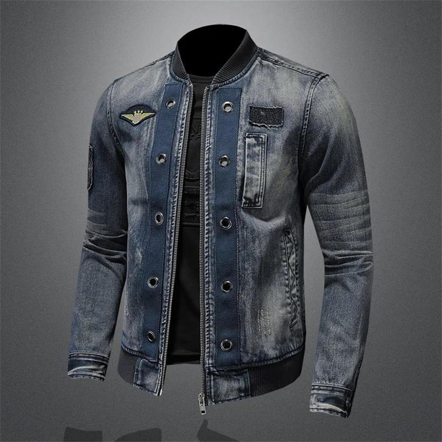 Men's Baseball Collar Jacket Spring Autumn Zip Up Casual Streetwear Coat