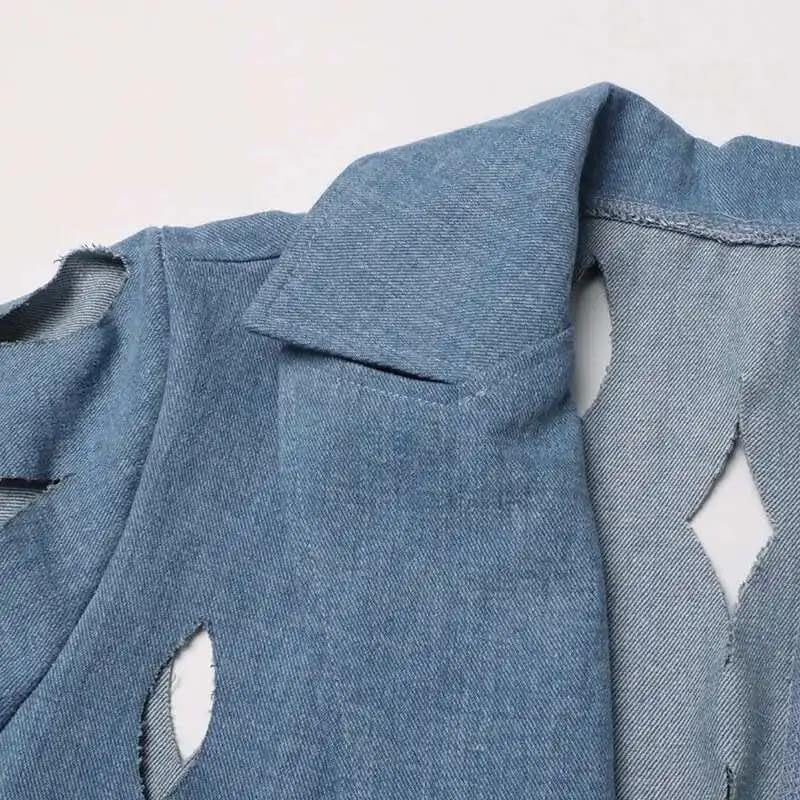 Women's Long Blazer Coat Hollow Out Tassel Street Casual Fashion Jacket