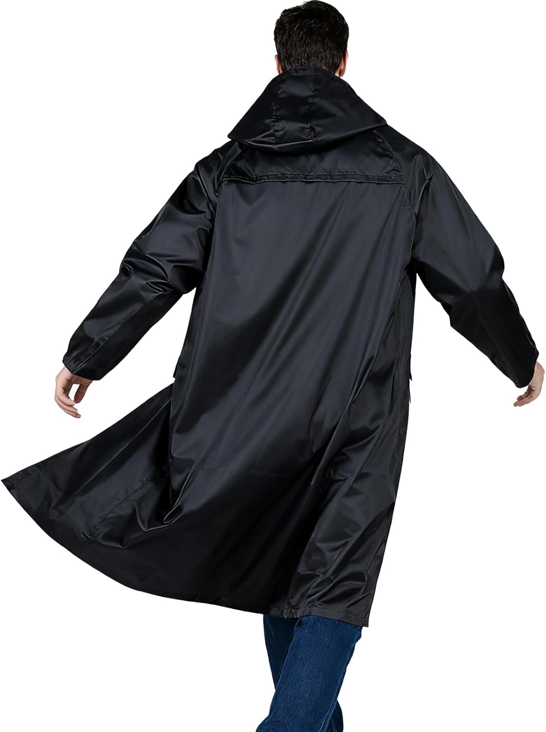Men's Long Rain Jacket Windbreaker Waterproof Active Fishing Rain Coat with Hood