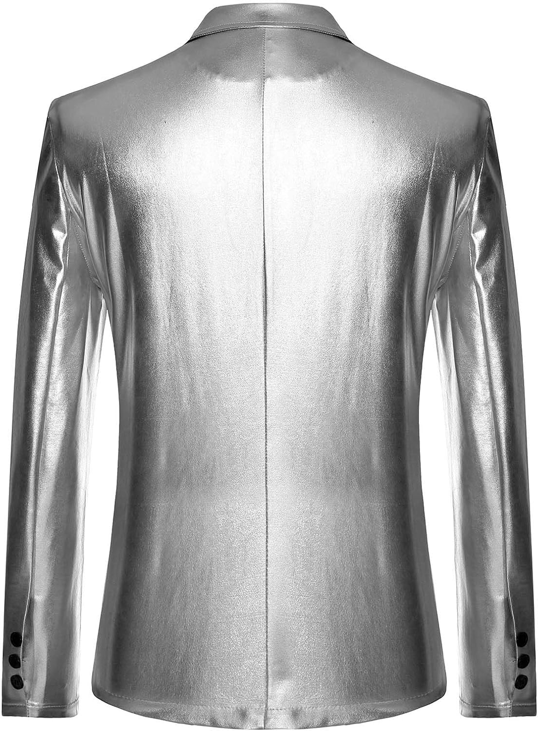 Women's Shiny Faux Leather Jackets Blazer Two Button Suit Jacket Tuxedo Jackets for Women