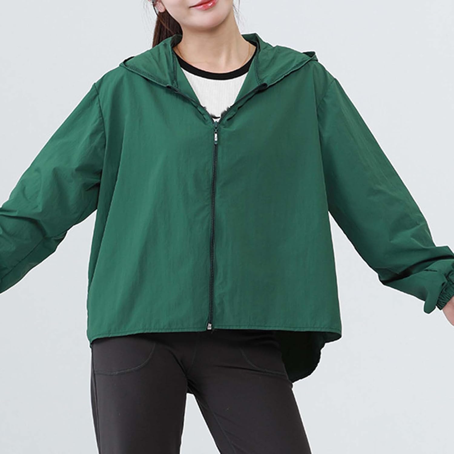 Women's Jacket Hooded Trench Coat With Pockets for Outdoor