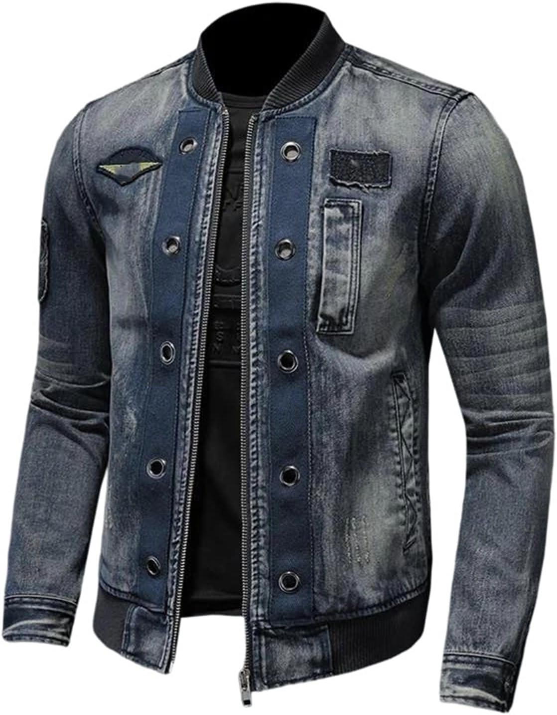 Men's Baseball Collar Jacket Spring Autumn Zip Up Casual Streetwear Coat