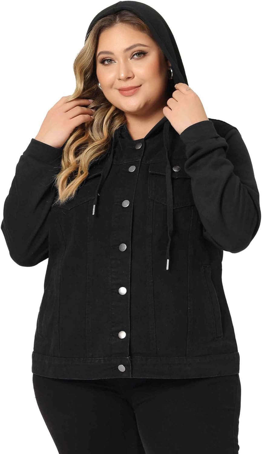Women's Jackets for with Hood Long Sleeve Western Outfit Casual Hoodie Jean Jacket