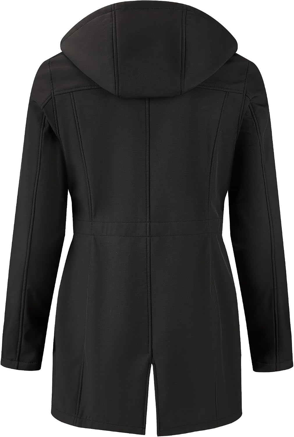Women's Waterproof Softshell Rain Jacket Fleece Lined Hooded Long Rain Coat Warm Windproof