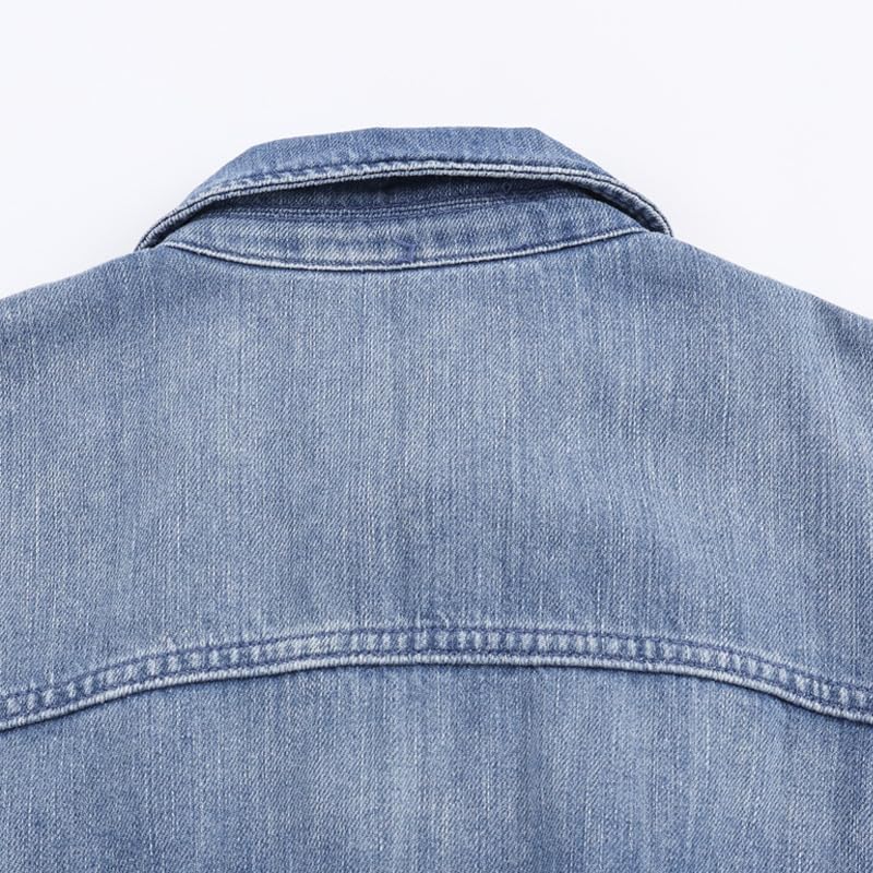 Women's Zipper Bomber Jacket Lapel Long Sleeve Zip Up Casual Jean Jackets