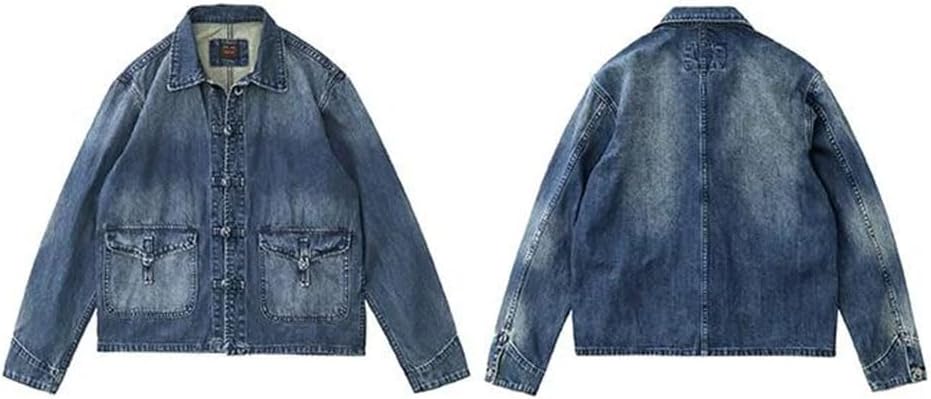 Men's Jacket Chinese Style Buckle Cotton Loose Lapel Work Casual Outerwear Fall Men's Jacket Chinese Style Buckle Cotton Loose Lapel Work Casual Outerwear Fall