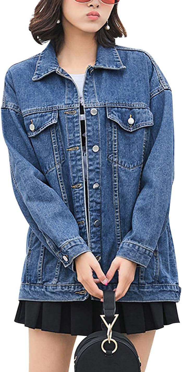 Women's Mid Long Jacket Jean Biker Coat Women's Mid Long Jacket Jean Biker Coat