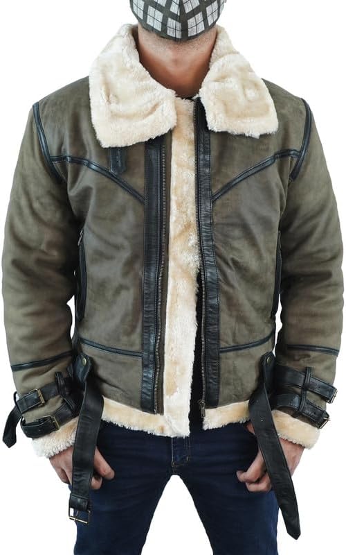 Men's Aviator Shearling Jacket Sheepskin Leather B3 Bomber Jacket Flying Pilot Jackets for Men's Aviator Shearling Jacket Sheepskin Leather B3 Bomber Jacket Flying Pilot Jackets for