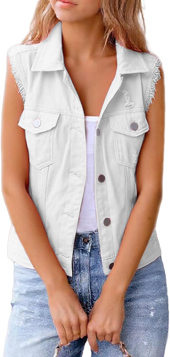 Women's Jackets Button Up Shacket Jacket Long Sleeve Jean Jacket Frayed Hem Trucker