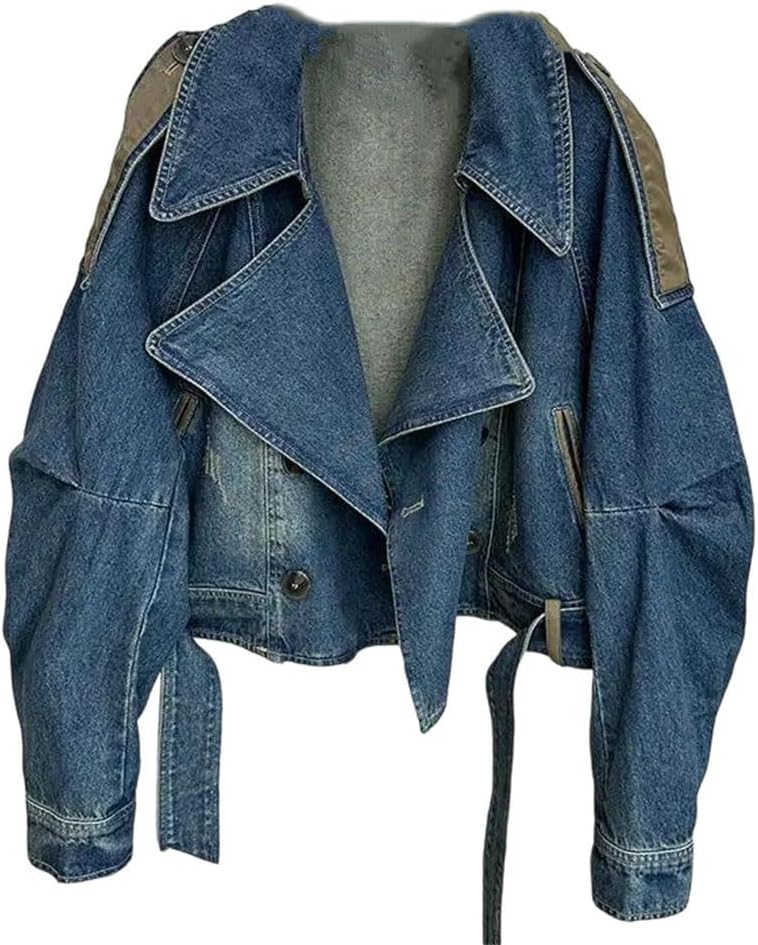 Women's Patchwork Jacket Loose Fit Long Sleeve Fall Winter Casual Outerwear