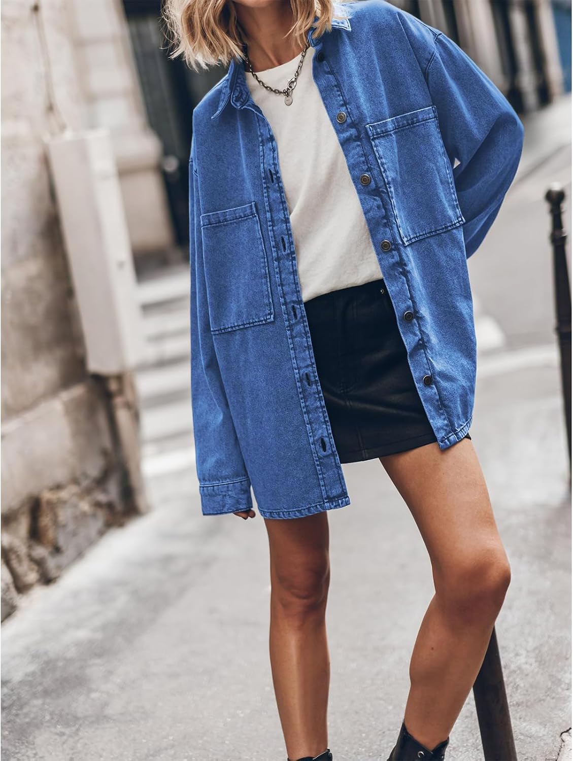 Women's Jean Jacket Button Down Jackets Long Sleeve Jacket Coat Vintage Coats