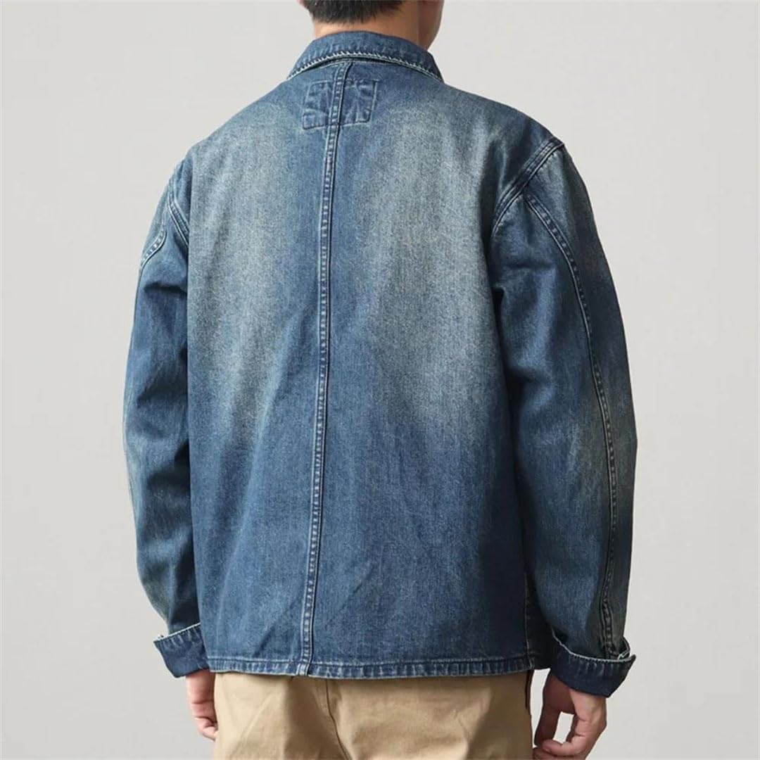 Men's Jacket Chinese Style Buckle Cotton Loose Lapel Work Casual Outerwear Fall Men's Jacket Chinese Style Buckle Cotton Loose Lapel Work Casual Outerwear Fall