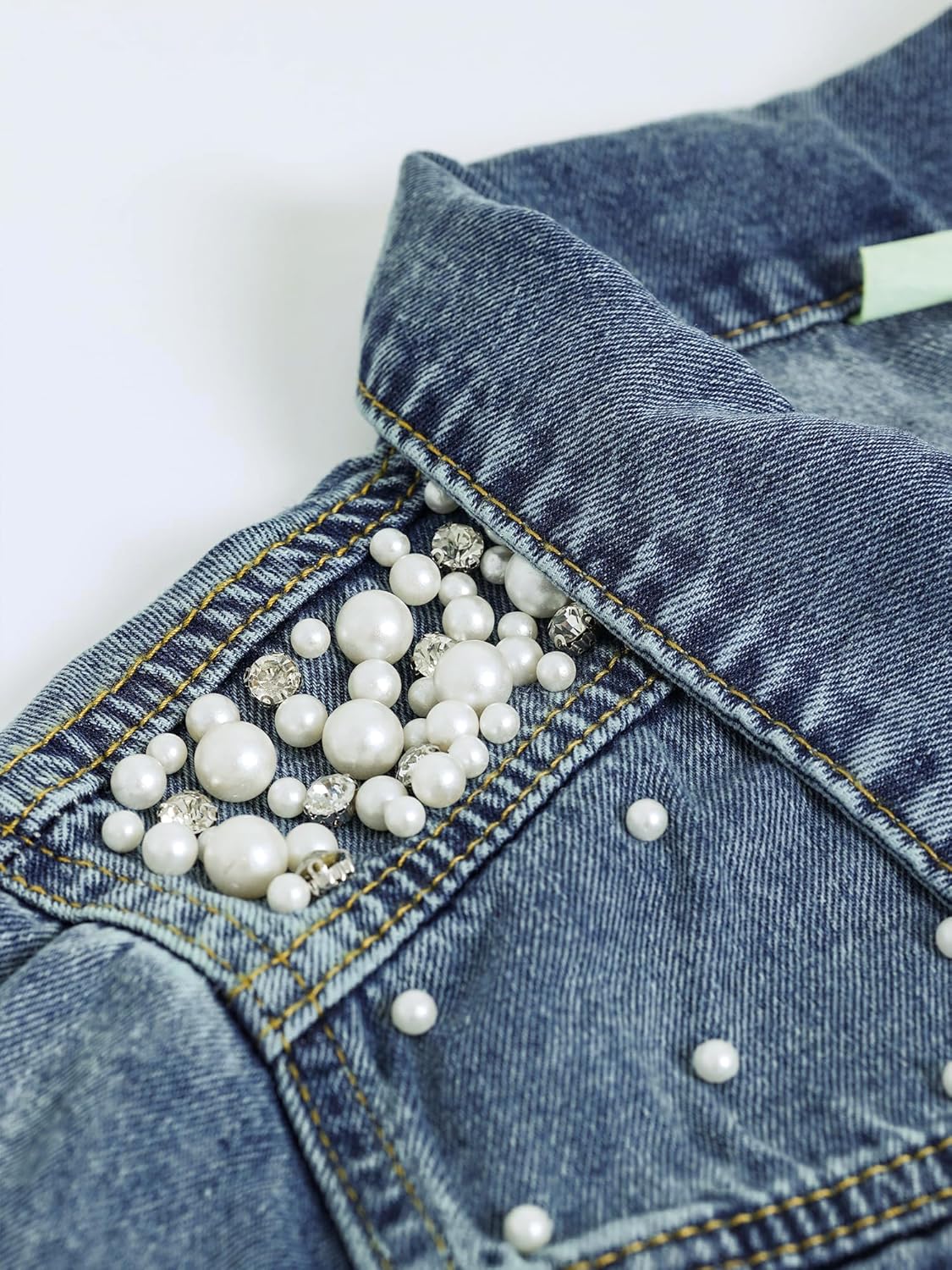 Women's Jacket 3/4 Sleeve Cropped Rhinestones Jean Jackets Trucker Coat Women's Jacket 3/4 Sleeve Cropped Rhinestones Jean Jackets Trucker Coat