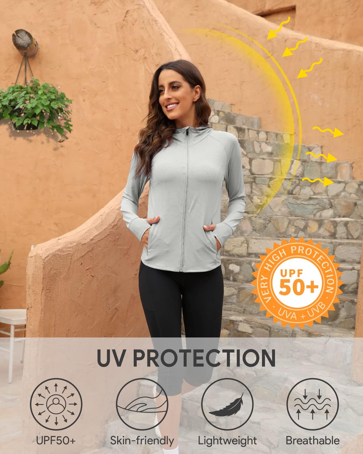 Women's UPF Sun Protection Jacket Hoodie Sun Shirts Hiking Running Athletic Shirt