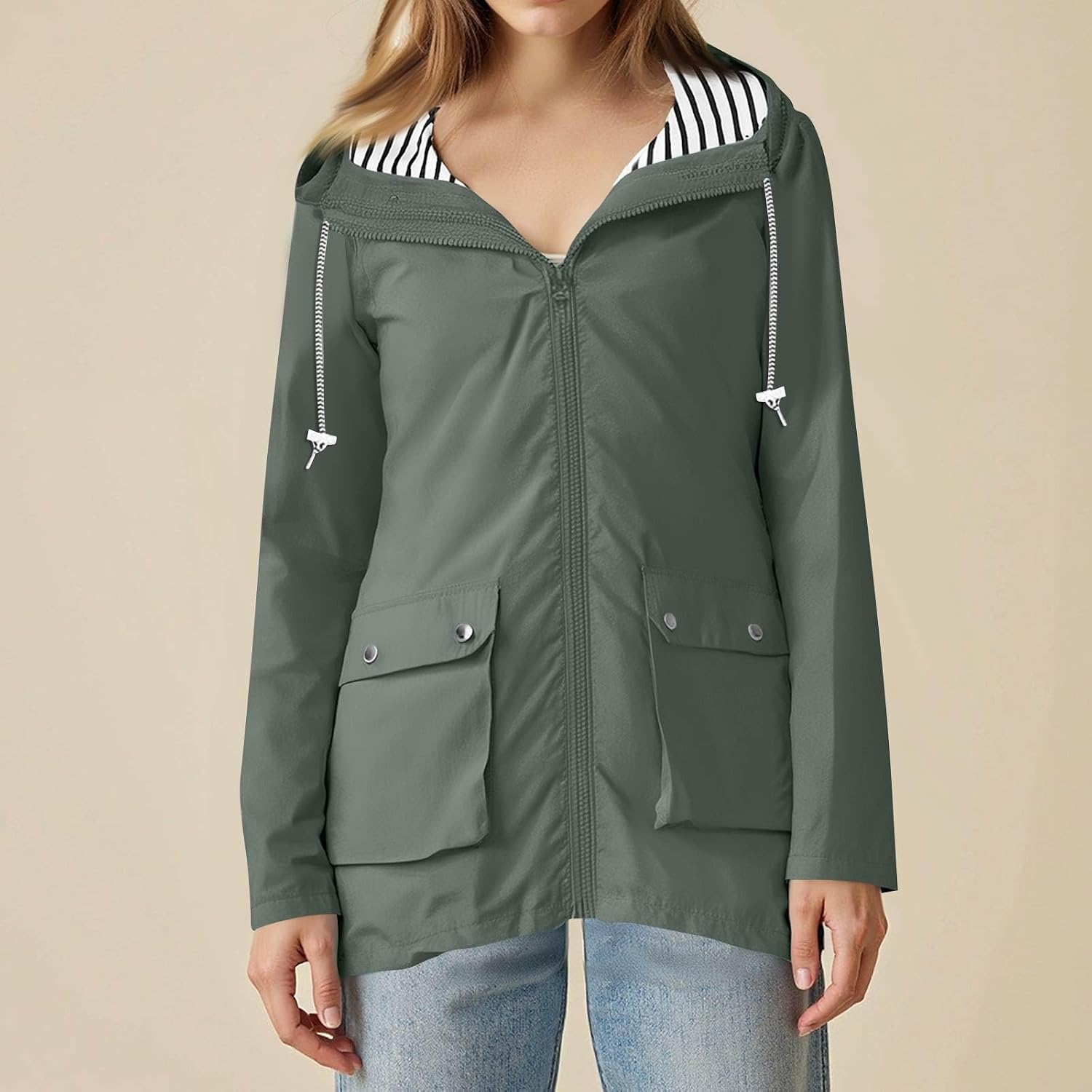 Women's Waterproof Raincoat Breathable Sun Jacket Hooded Rain Coat Outdoor Active Windbreaker