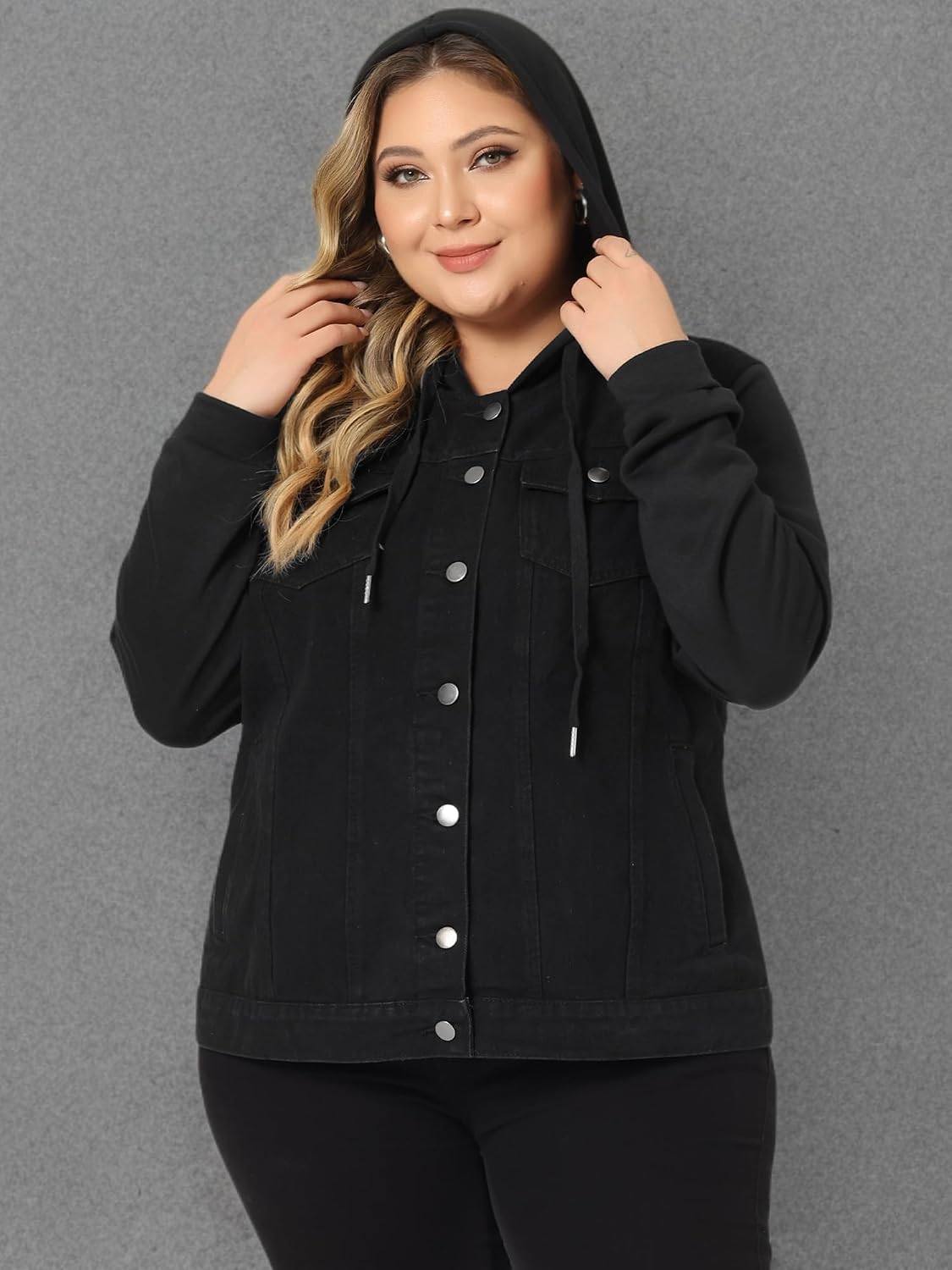Women's Jackets for with Hood Long Sleeve Western Outfit Casual Hoodie Jean Jacket