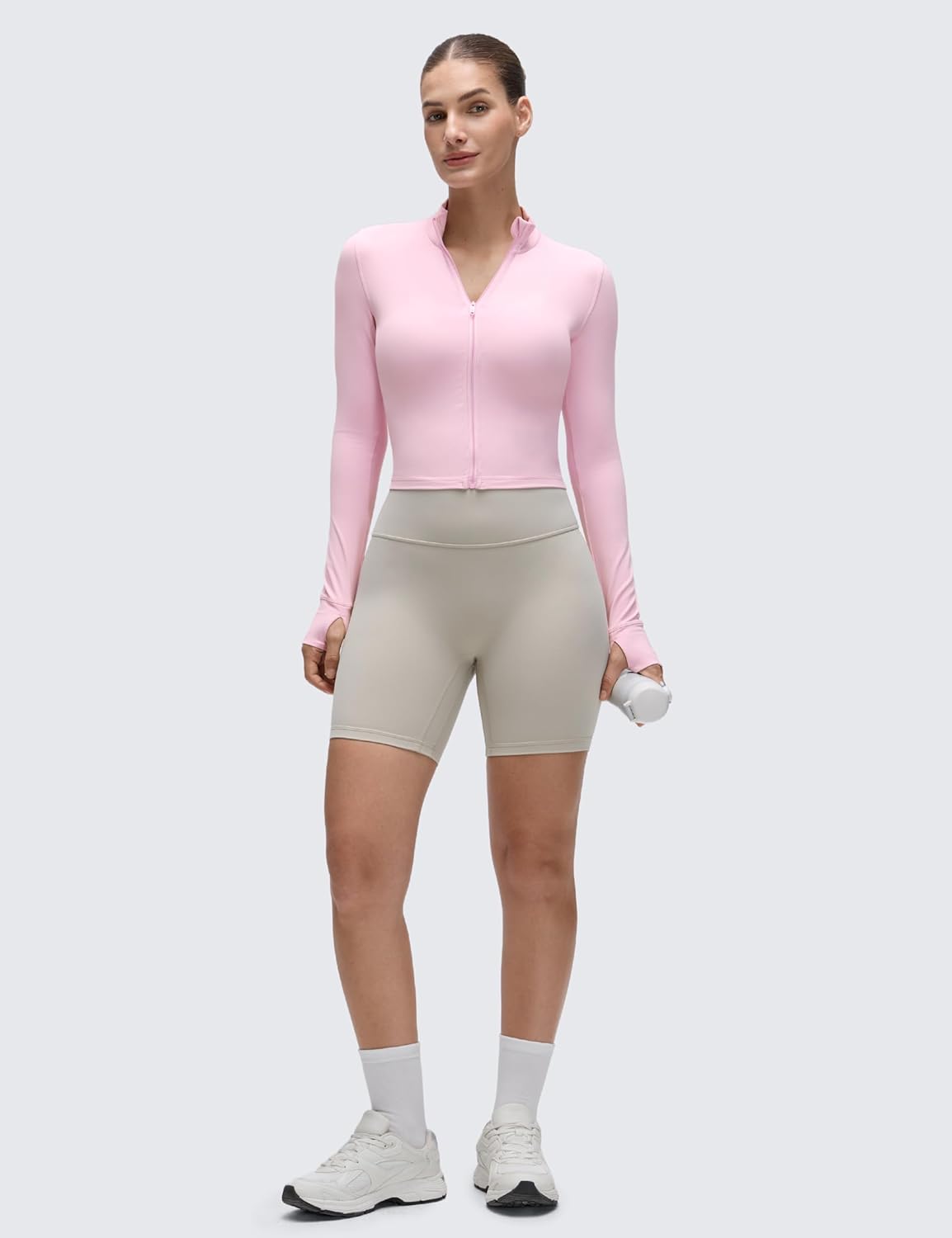 Women's Butterluxe Cropped Athletic Jackets for Full Zip Up Track Tops with Thumb Holes Pockets