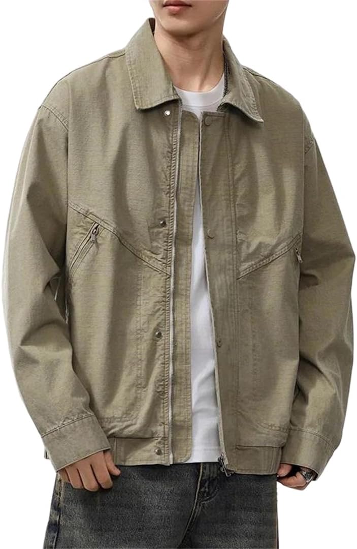 Women's Vintage Loose Track Bomber Cargo Jacket For Daily And Street Casual Wear