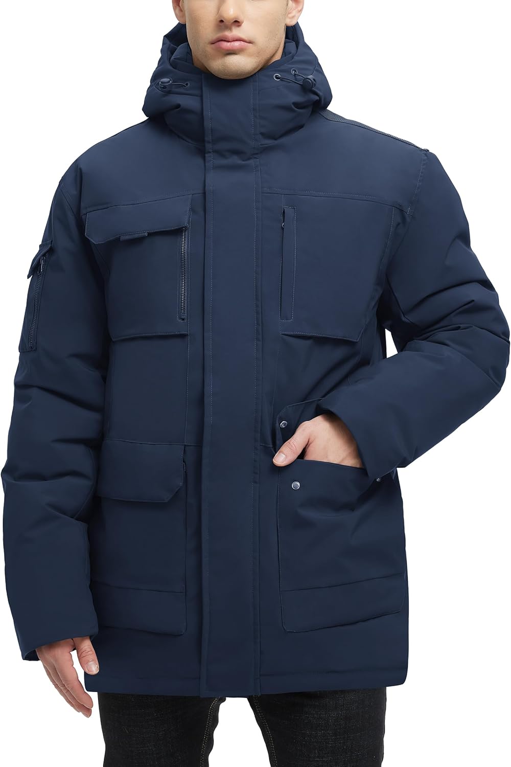 Men's Winter Coats Waterproof Padded Jacket with Hood Windbreaker