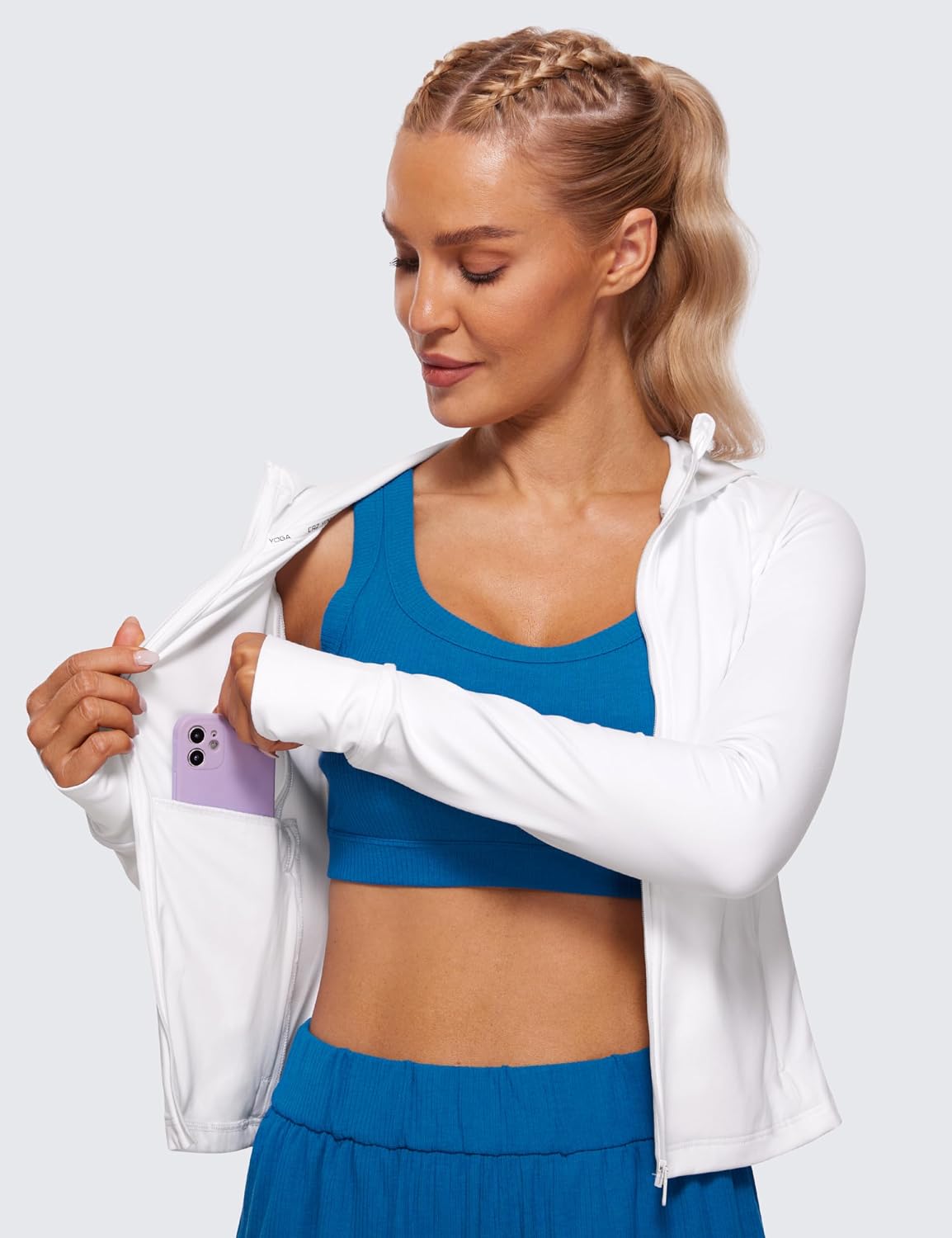 Women's Butterluxe Full Zip Workout Hoodie Jackets Slim Fit Hooded Athletic Yoga Jacket with Thumb Holes