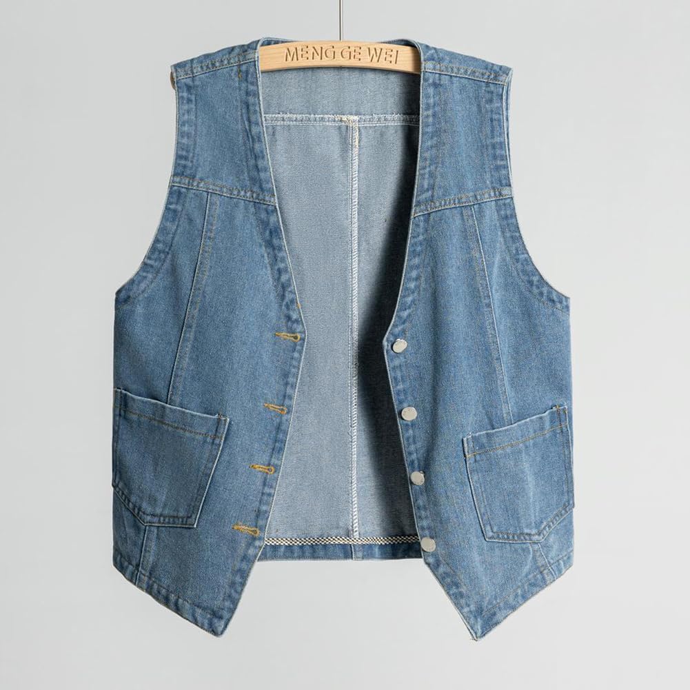 Vests Sleeveless Western Cowboy Retro Button Down Jean Vest Jackets