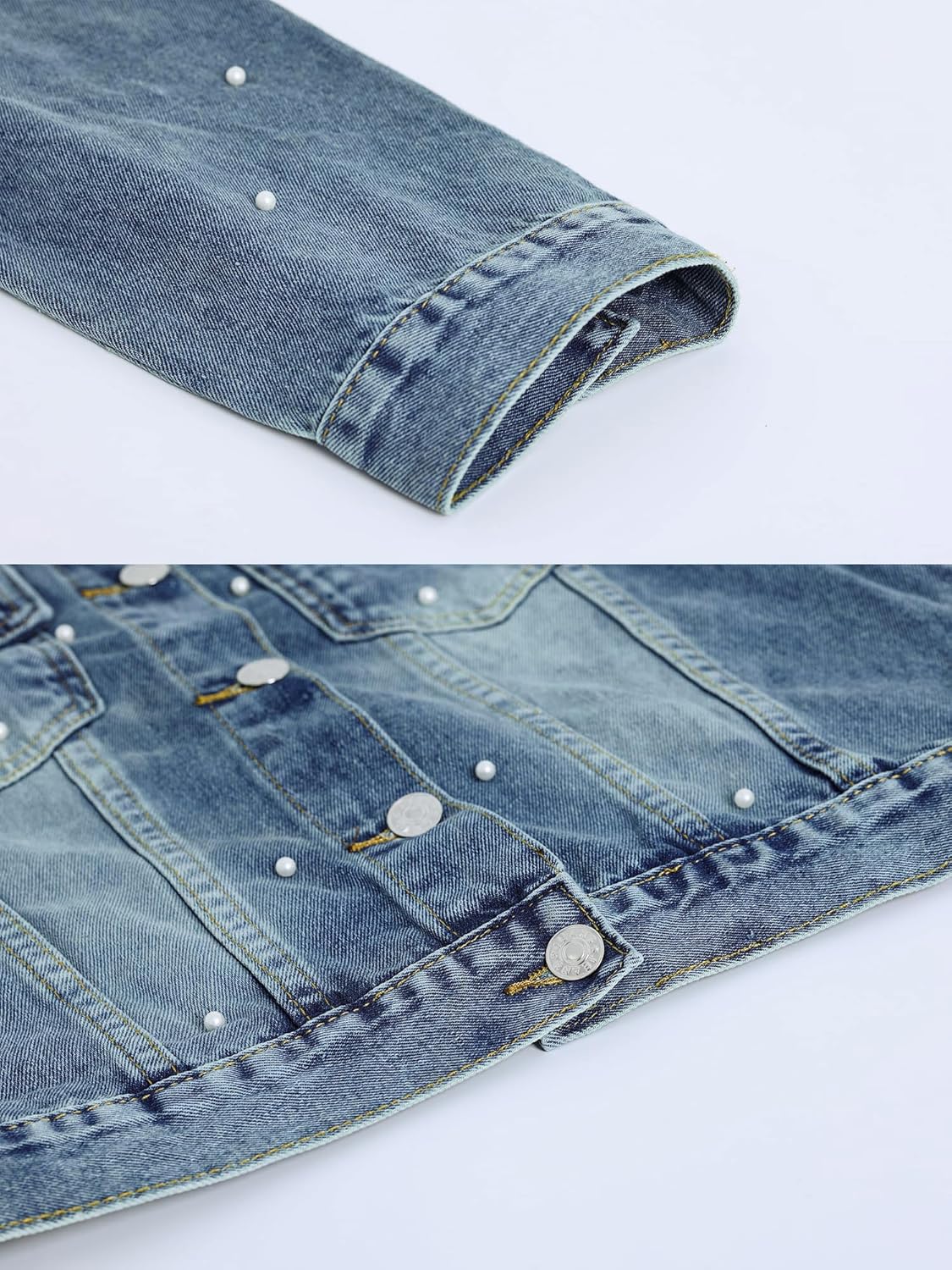 Women's Jacket 3/4 Sleeve Cropped Rhinestones Jean Jackets Trucker Coat Women's Jacket 3/4 Sleeve Cropped Rhinestones Jean Jackets Trucker Coat