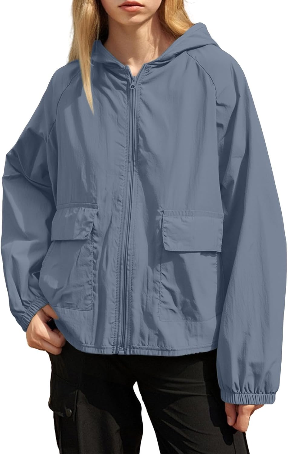 Women's Zip Up Hooded Sun Protection Hoodie Jacket Long Sleeve Shirts Athletic Outdoor Coat with Pockets