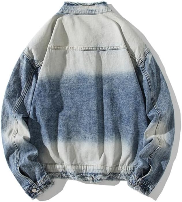 Long Sleeves Frayed Jacket Autumn Winter Zipper Casual Jeans Coats