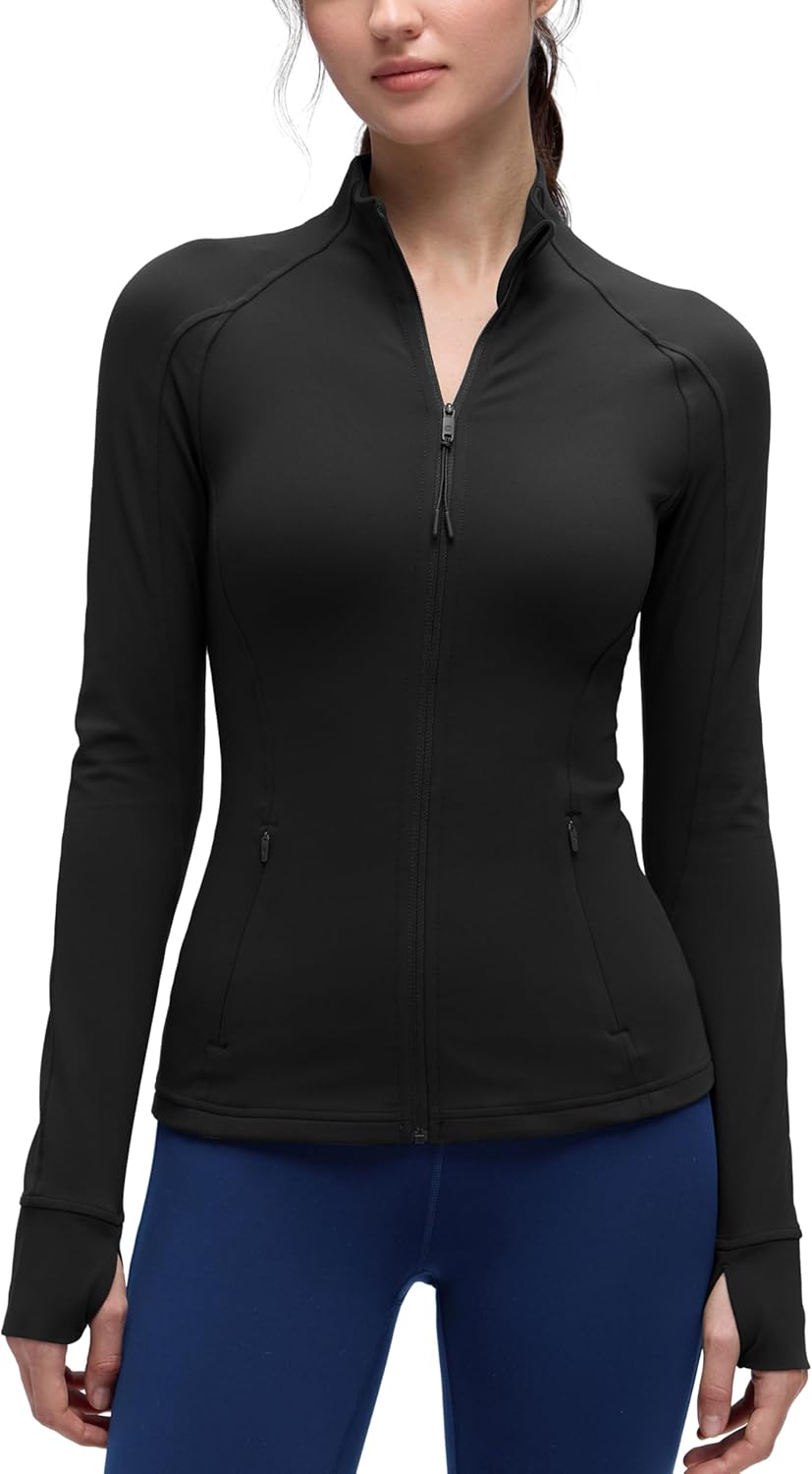 Women's Butterluxe Hip Length Jackets for Full Zip Athletic Track Tops with Thumb Holes Pockets