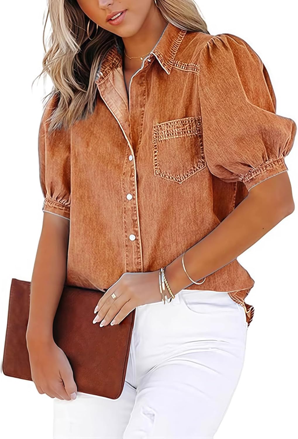 Women's Jacket Boyfriend Button Down Jackets Frayed Hem Jean Jacket Long Sleeve Coats