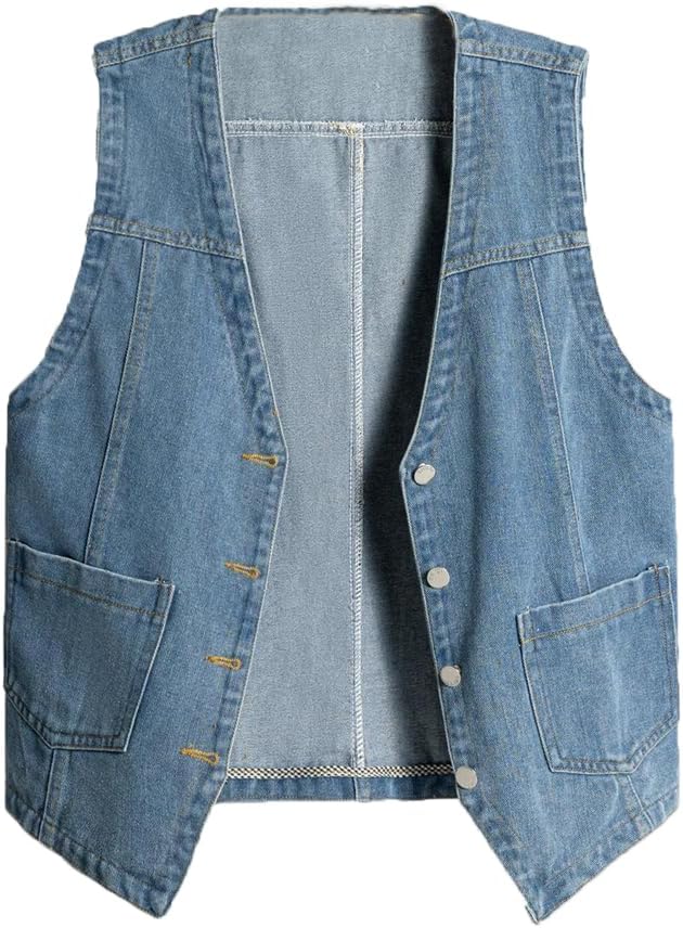 Vests Sleeveless Western Cowboy Retro Button Down Jean Vest Jackets