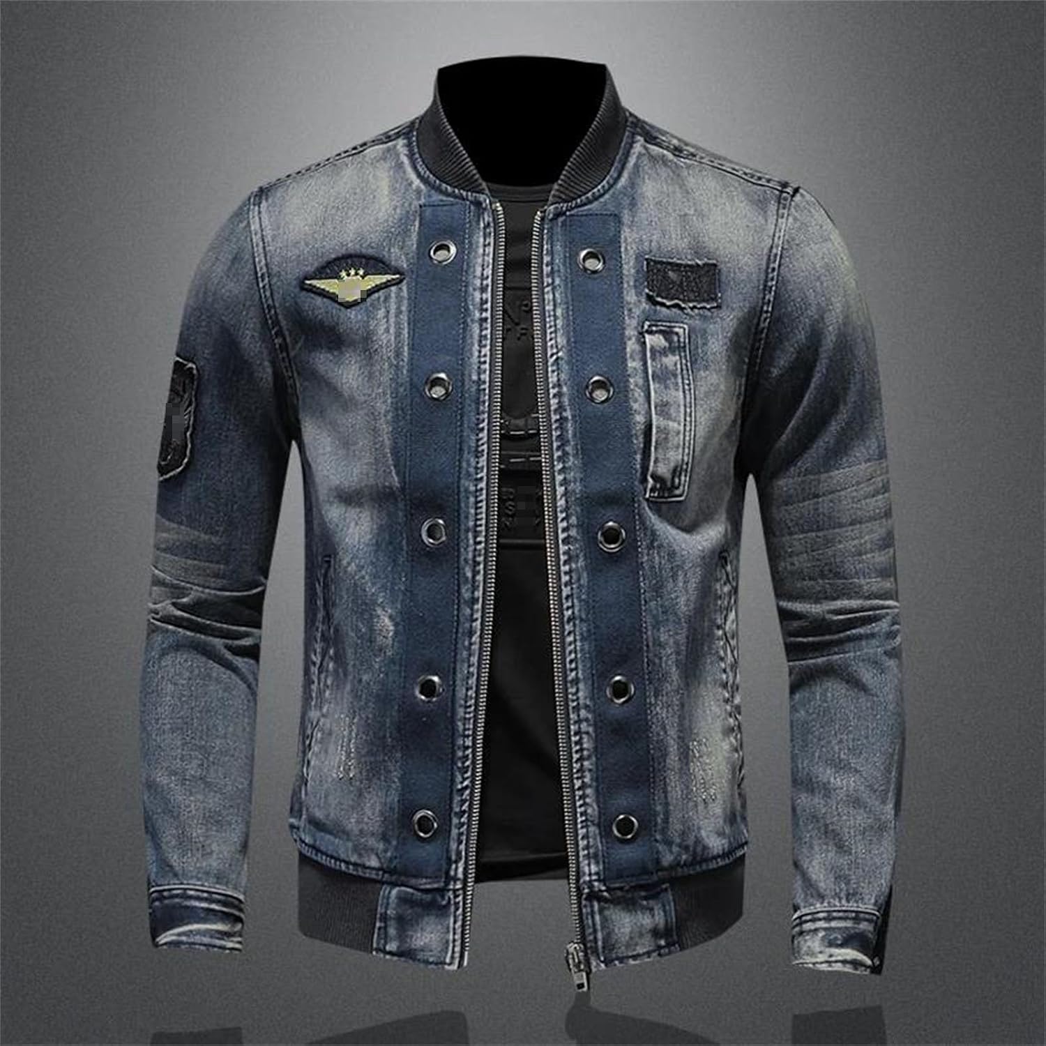 Men's Baseball Collar Jacket Spring Autumn Zip Up Casual Streetwear Coat