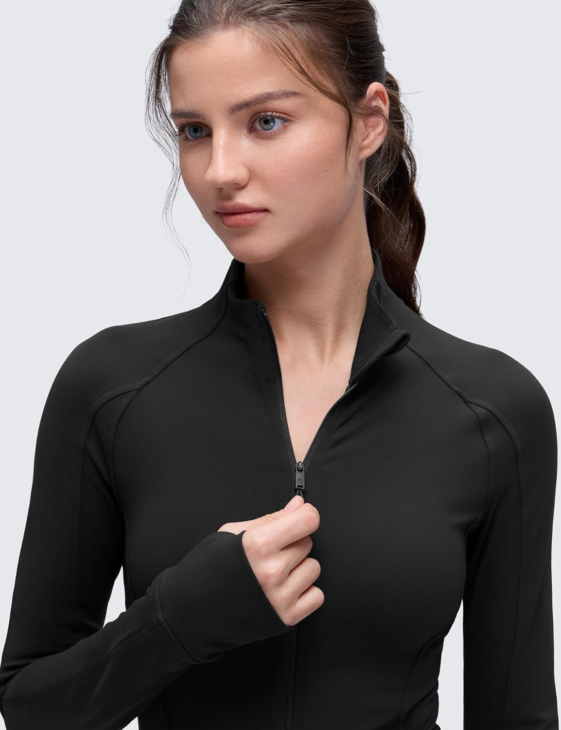 Women's Butterluxe Hip Length Jackets for Full Zip Athletic Track Tops with Thumb Holes Pockets
