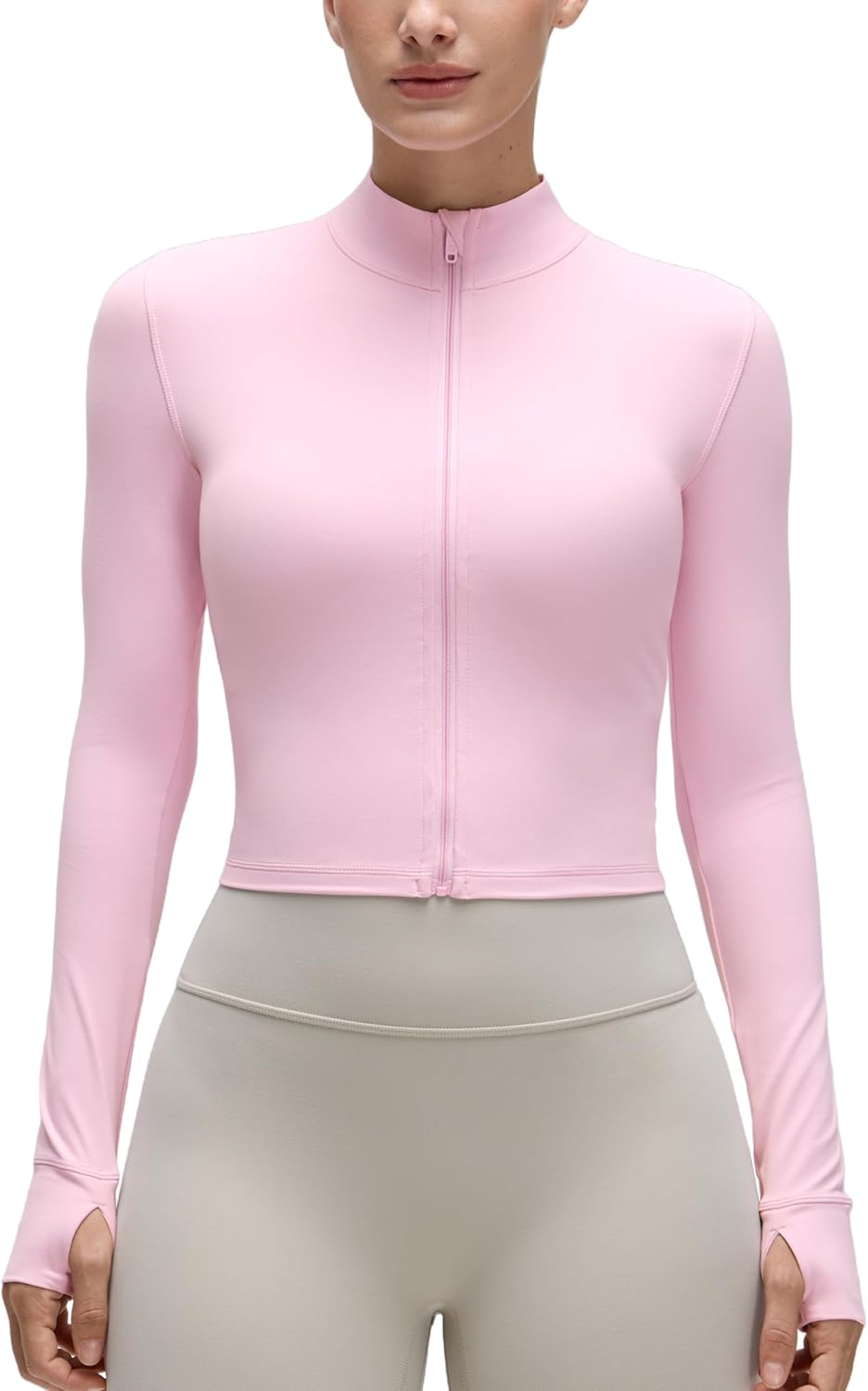 Women's Butterluxe Cropped Athletic Jackets for Full Zip Up Track Tops with Thumb Holes Pockets