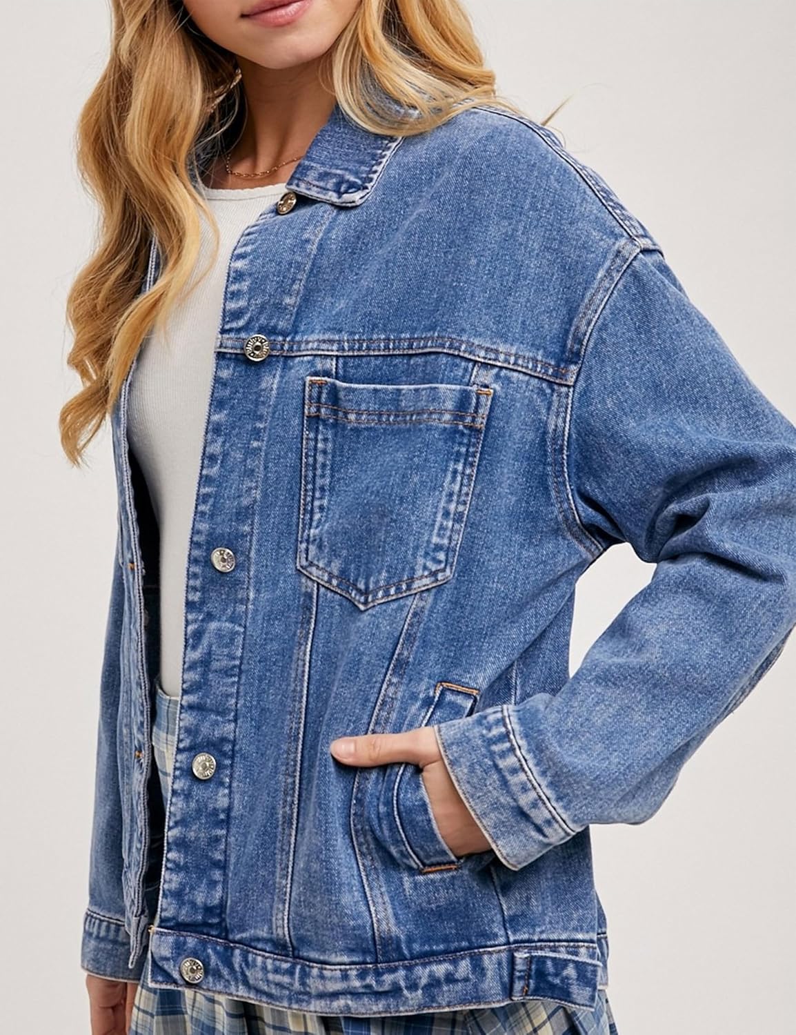 Women's Jacket Trendy Long Sleeve Button Down Jean Jackets Outwear