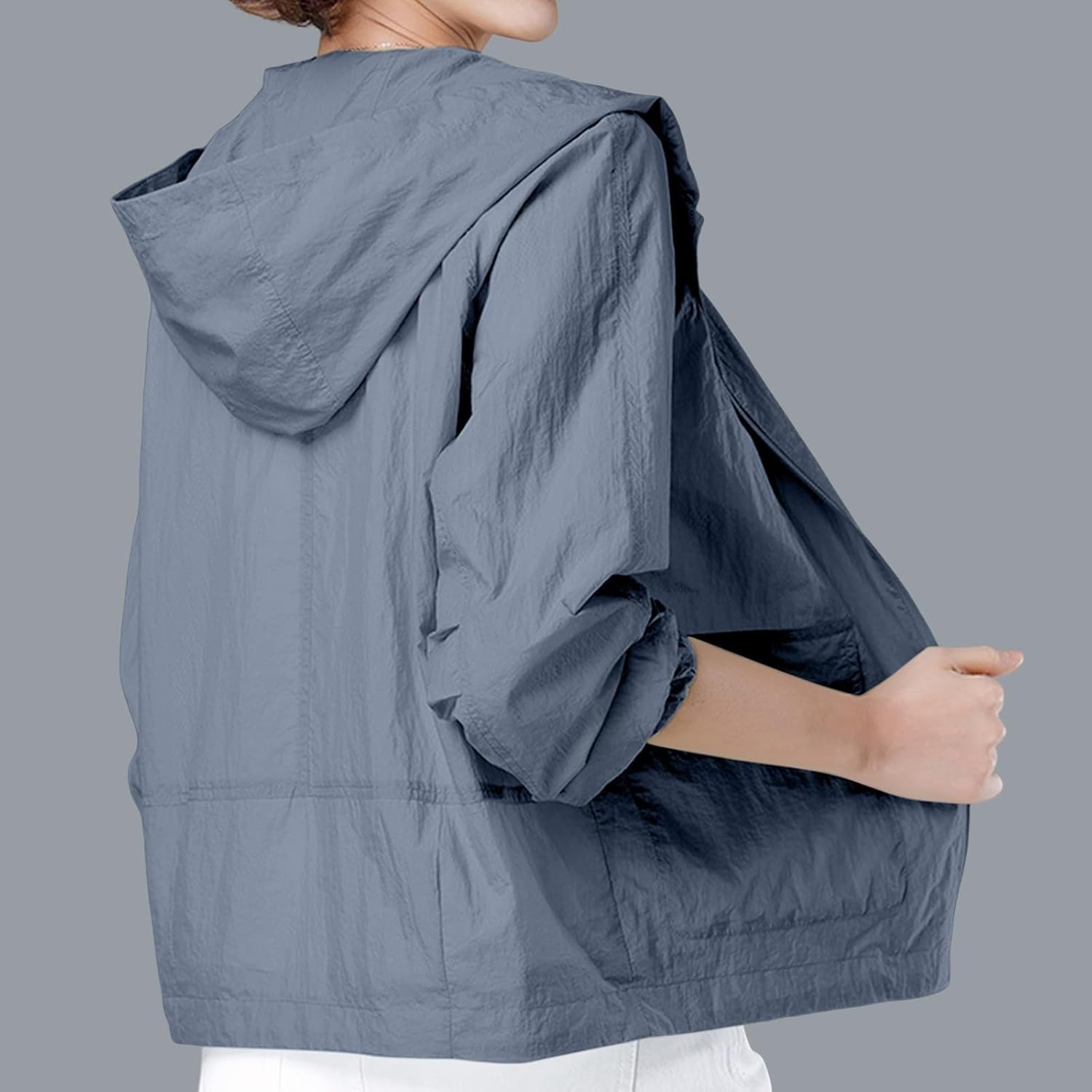 Women's Zip Up Hooded Sun Protection Hoodie Jacket Long Sleeve Shirts Athletic Outdoor Coat with Pockets