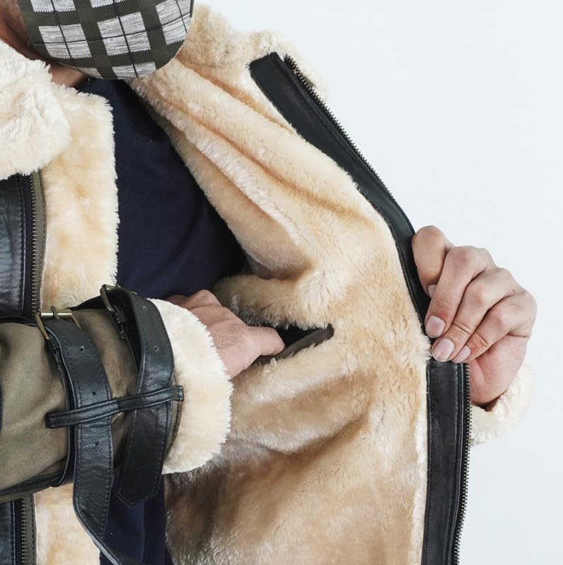 Men's Aviator Shearling Jacket Sheepskin Leather B3 Bomber Jacket Flying Pilot Jackets for Men's Aviator Shearling Jacket Sheepskin Leather B3 Bomber Jacket Flying Pilot Jackets for