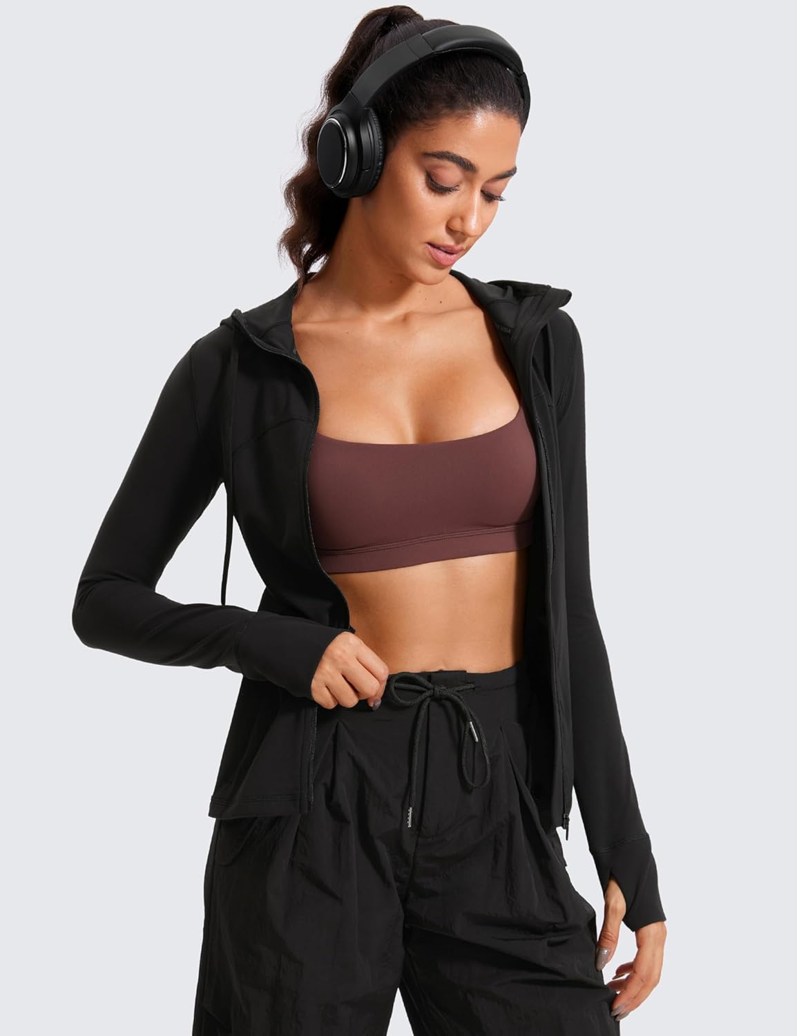 Women's Butterluxe Hooded Athletic Jackets for Full Zip Track Casual Tops with Thumb Holes Pockets