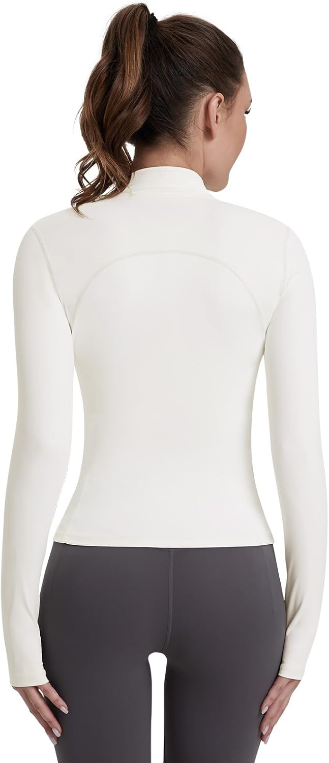 Women's Workout Yoga Jacket Zip Up Athletic Jacket Cropped Jacekt with Pockets