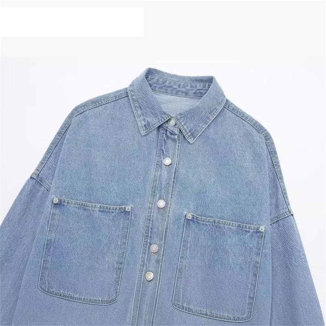 Women's Lapel Jacket Pocket Loose Fit Spring Casual Outerwear
