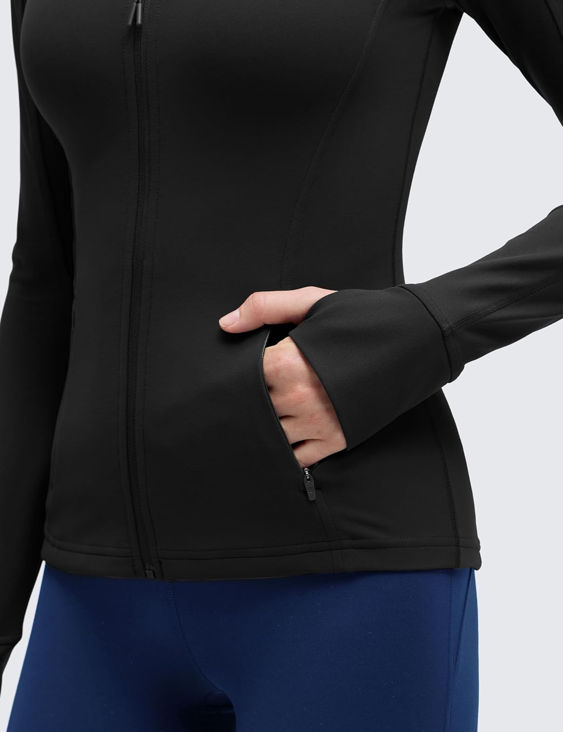 Women's Butterluxe Hip Length Jackets for Full Zip Athletic Track Tops with Thumb Holes Pockets