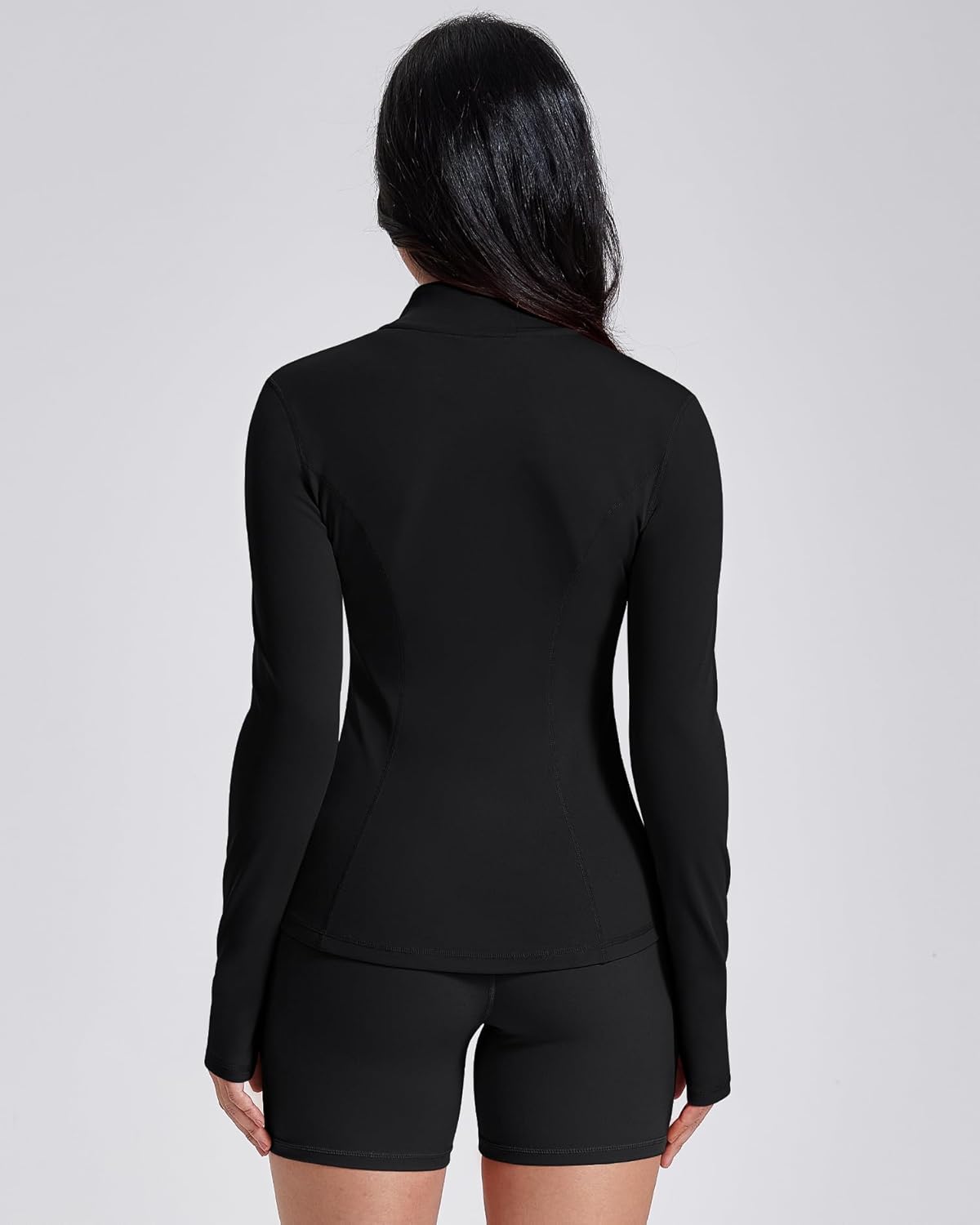 Women's Workout Jackets Athletic Zip Up Jacket Slim Fit Running Gym Top with Pockets & Thumb Holes