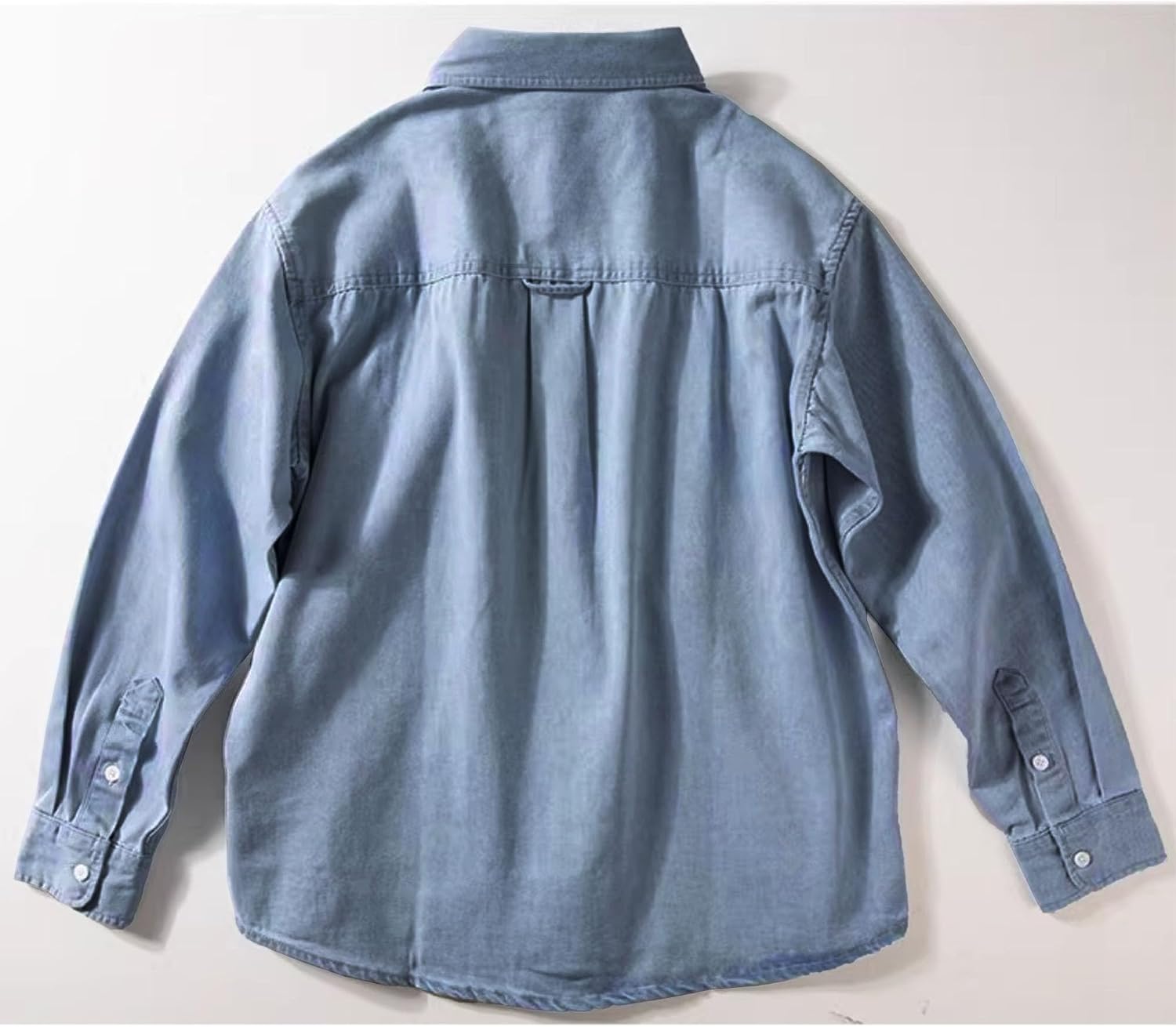 Men's Long Sleeve Button Slim Fit Jacket Two Pocket Long Sleeve Jean Shirt Work Jeans
