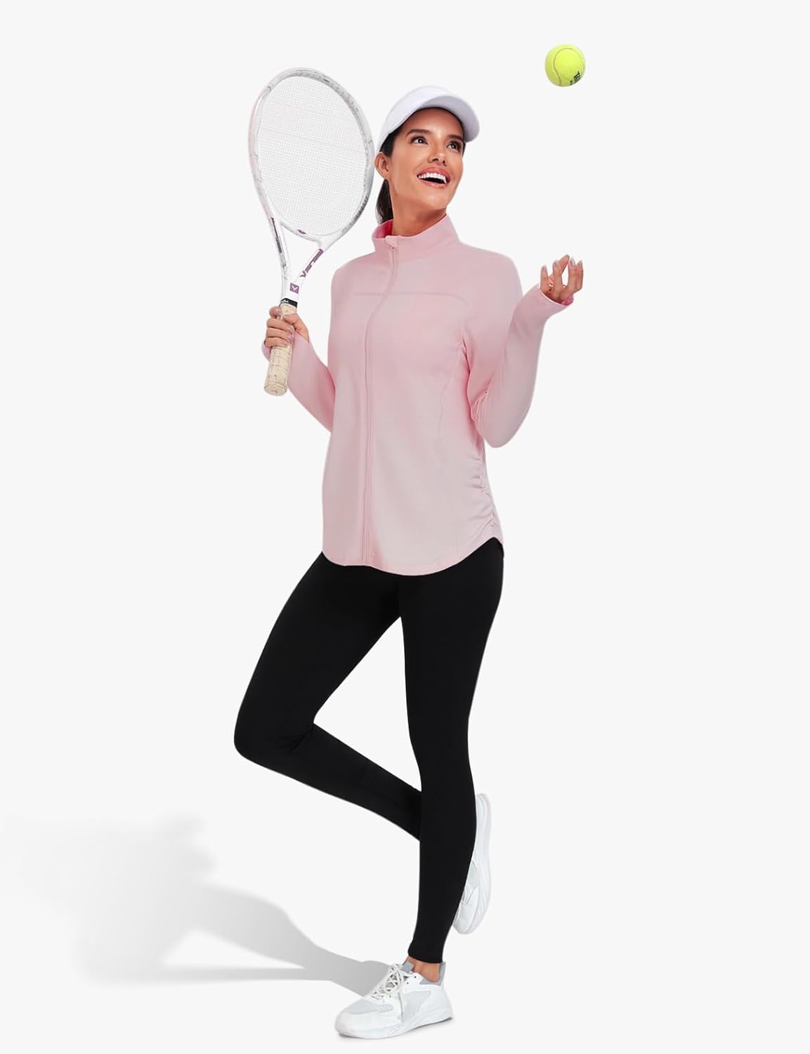 Women's UPF Sun Protection Jacket Zip Up Long Sleeve Sun Shirt with Thumb Hole Hiking
