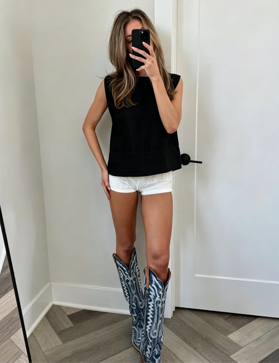 Women's Cotton Linen Tank Tops Loose Back Half Button Crewneck Vest Sleeveless Summer Shirt Tops
