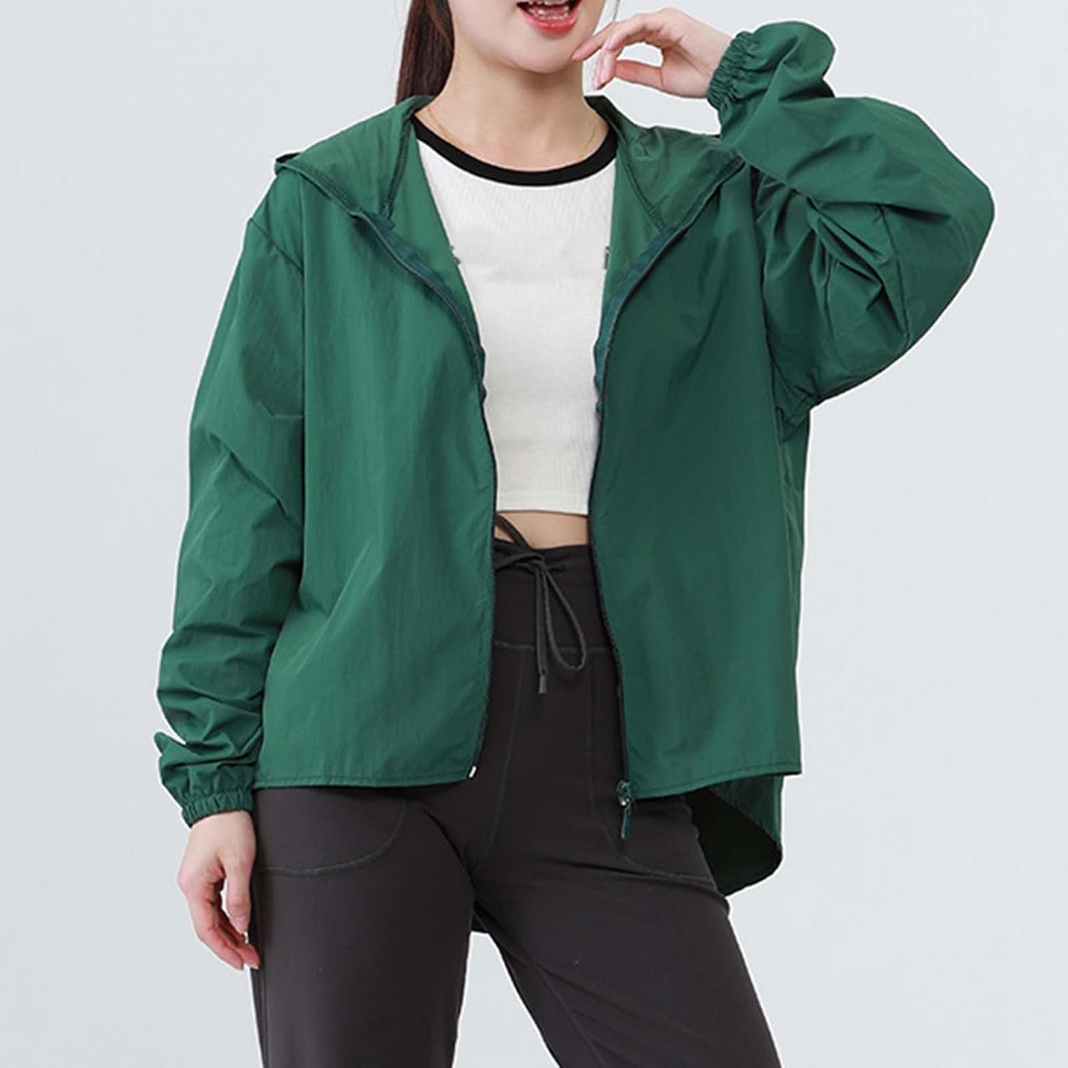 Women's Jacket Hooded Trench Coat With Pockets for Outdoor